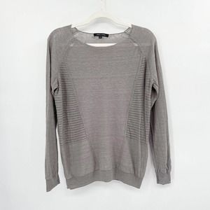 Judith & Charles Linen Sweater‎ Pullover Gray Size M Long Sleeve Round Neck Raw